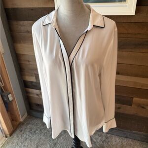 White Blouse with Black Trim
